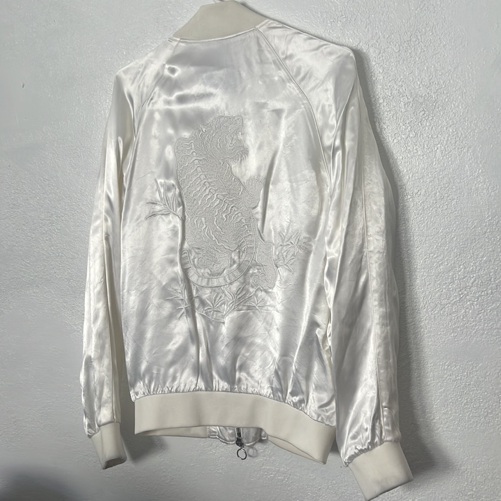 Silk Bomber jacket white tiger size M Zara Man